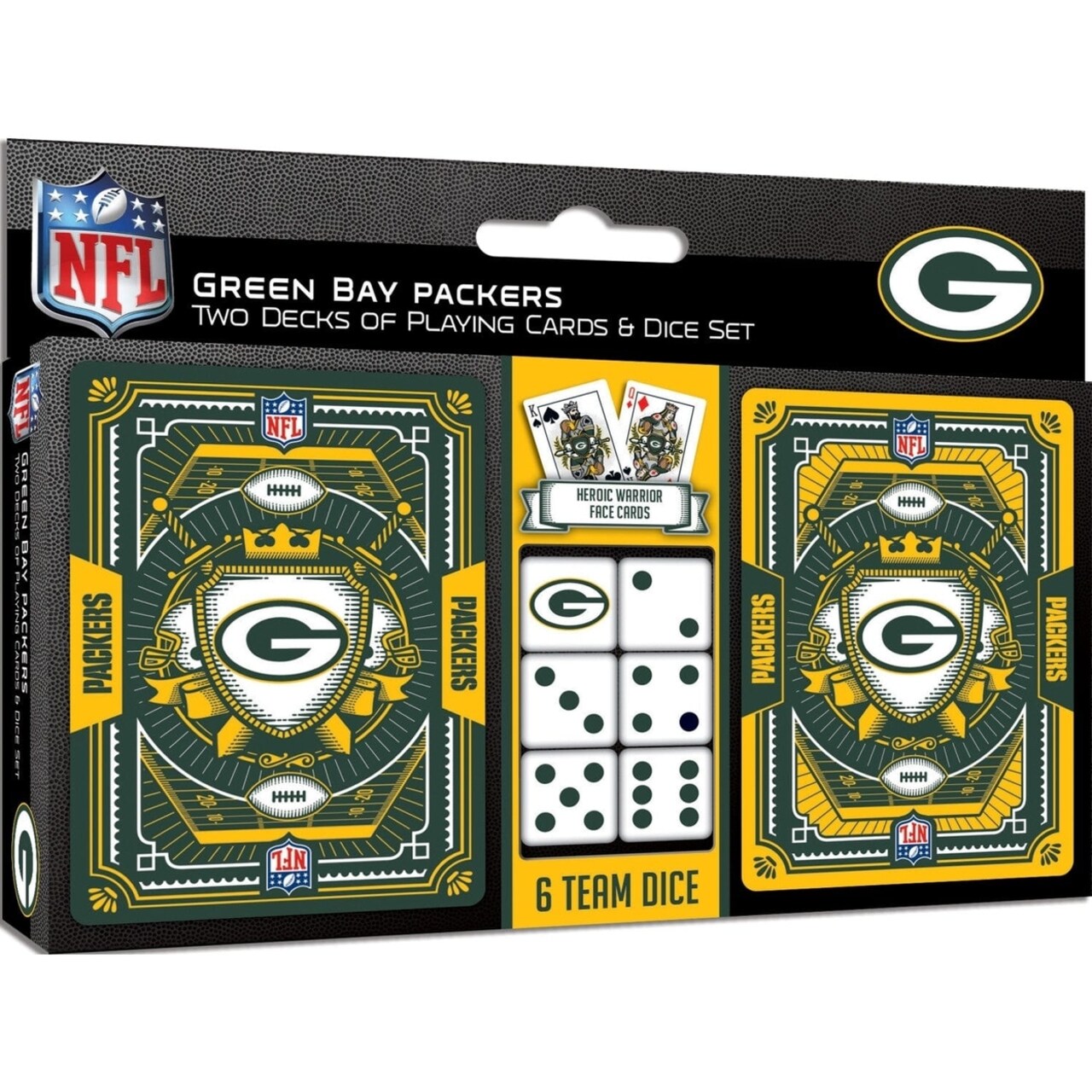 Green Bay Packers 2-Pack Playing Cards And Dice Set Official Nfl Game Night